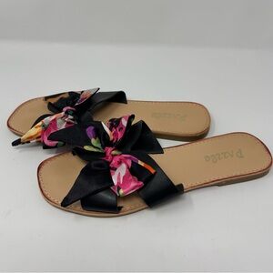 Pazzle | Women's Black and Multicolor Bow Sandals, Size 8.5 - EUC
